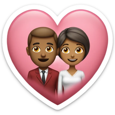 Husband and wife in a valentines heart sticker
