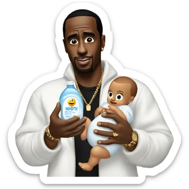p diddy holding baby oil sticker