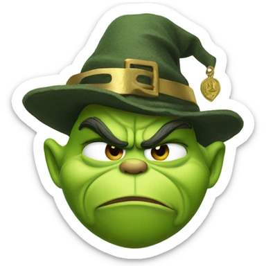 Grinch wearing pilgrim hate with gold buckle sticker