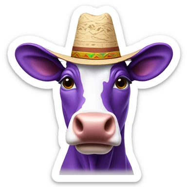 Purple cow wearing a sombrero sticker