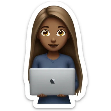 Girl have brown long hair with macbook sticker