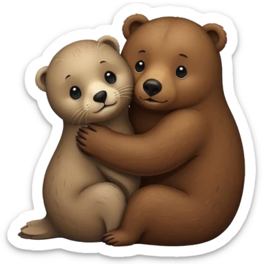 small seal hugging a brown bear sticker