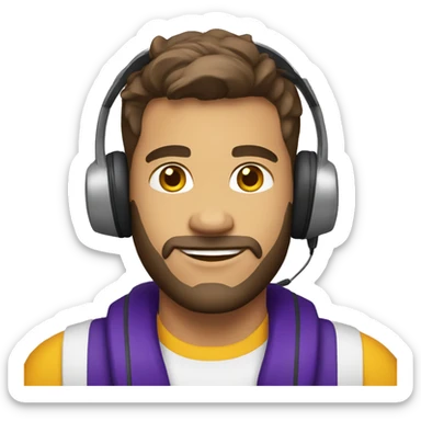 customer service white male with headset wearing lsu shirt sticker