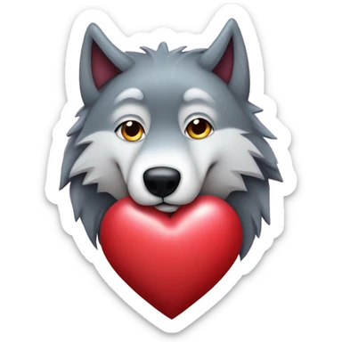 Wolf holding a big heart and a lot of kisses .. sticker
