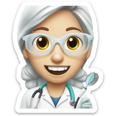 girl dental hygienist with loupes sticker