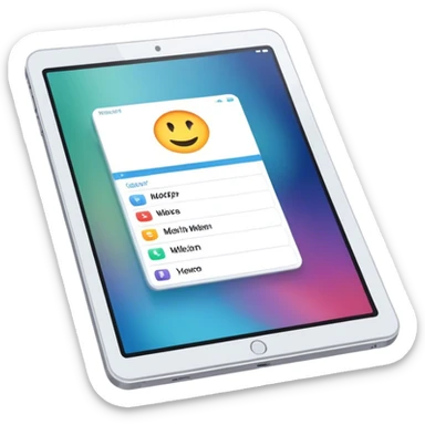 Create an emoji for UX/UI design. Show a monitor or tablet with a web interface mockup displayed on the screen. Use modern, professional colors. Do not include any emojis or smiley faces. Make the background transparent. sticker