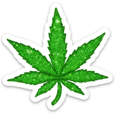 sparkly marijuana leaf sticker