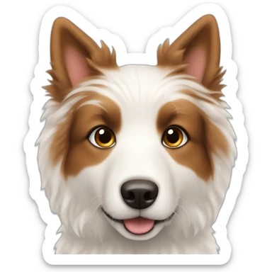 A white fluffy dog with brownish ears sticker