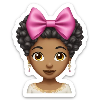 curly hair bow morrocan designer girl sticker