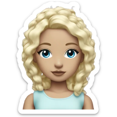 ocean blue doll eyes, blonde hair, feminine, pink, girl, angelic sticker