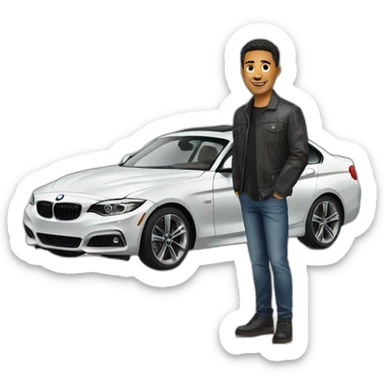 handsome guy with BMW car sticker