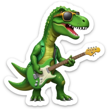 Rock and roll T-rex with electric guitar  sticker