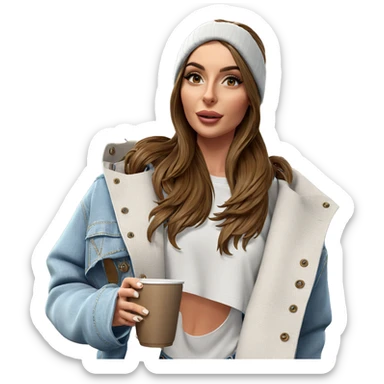 girl with cup and denim sticker