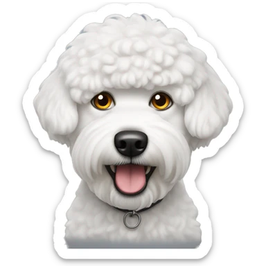 Mad white bichon dog sticker