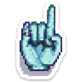 hand making a V sign, pixel art style sticker