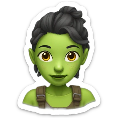 girl with facial mask looks like a goblin sticker