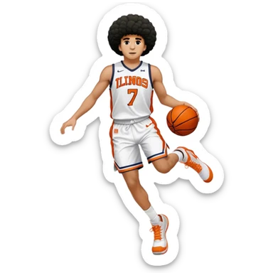 Will Riley Illinois basketball #7 mulatto with Afro full body shot sticker