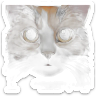 Calico cat with orange fur over right eye black fur over the left eye and white fur around the nose and mouth sticker