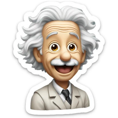 albert einstein with wawing hand and is happy sticker