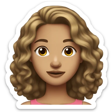 Brunette wavy hair , brown eyes, olive light skin sticker