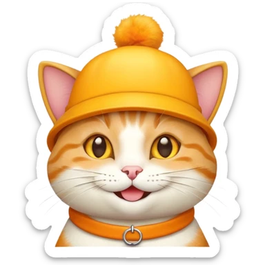 cheese cat wearing a yellow hat sticker