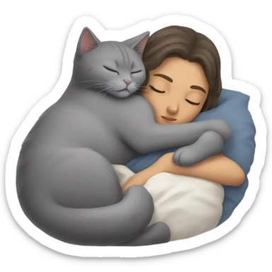 cat with gray girl sleeping  sticker