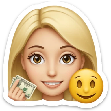 Girly money sign eyes smiley sticker