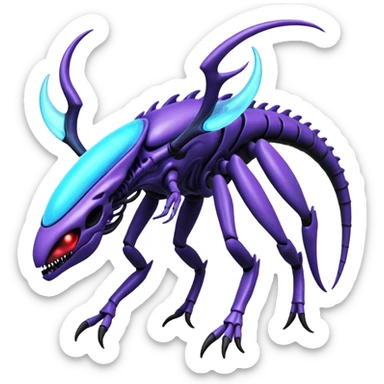 Abstract Xenomorph-Genesect-Lunala-ET-hybrid-fantasy-creature sticker