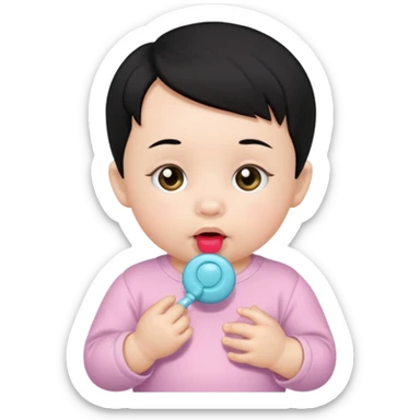 a black hair baby with pacifier sticker