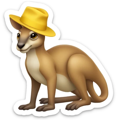 I want a kangaroo dressed in a plain yellow hat with one eye closed sticker