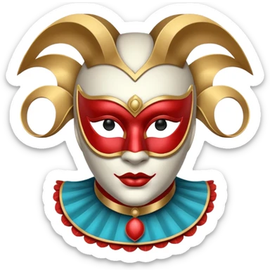 circus masked performer portrait, head and shoulders only, elegant carnival mask, dramatic costume collar, mysterious expression, 3D cartoon, mobile game icon style, clean background, no text, no watermark sticker