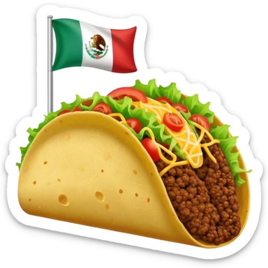 Taco holding Mexican flag sticker