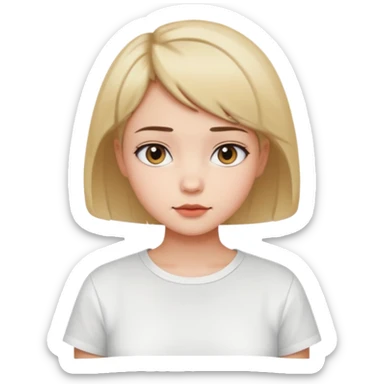 Gadis cantik, lucu, aesthetic, rambut pendek, baju putih sticker