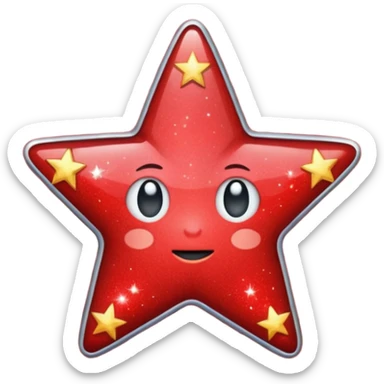red star glitter space sticker
