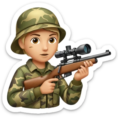 deer hunting. bolt action rifle with a scope mounted to the top of the gun barrel  sticker