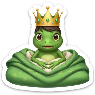 Princess frog in bed sticker