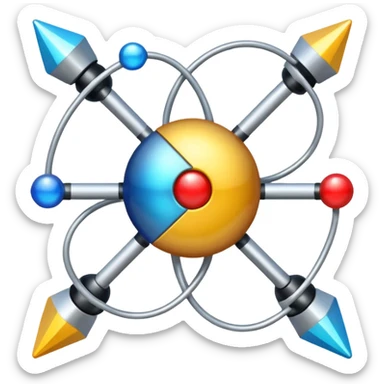 create a physics emoji which does not have any element of biology or chemistry in it. must contain hints of all the branches of physics sticker