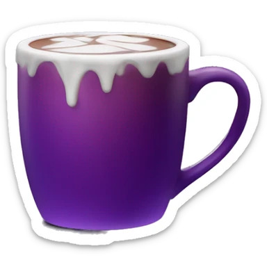 Realistic isolated gradient dark purple hot chocolate mug. sticker