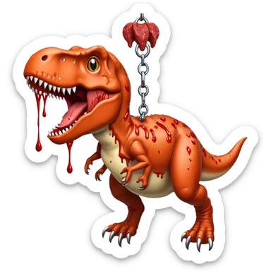 T-Rex with meat hanging from its mouth sticker