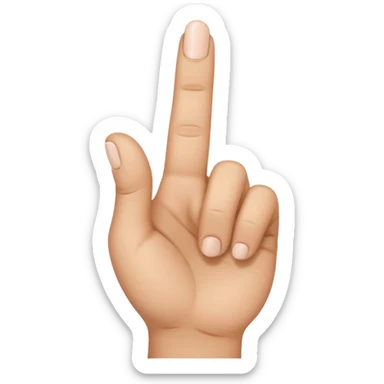 A hand with only the thumb pointy and middle finger raised sticker