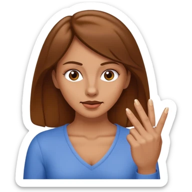 Fille brune et blanche qui a un ongle entre les canines de sa bouche sticker