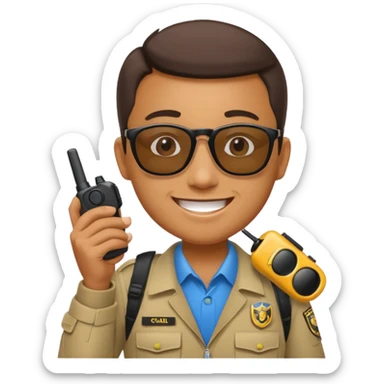 school security, sun glasses, holding walkie-talkie sticker