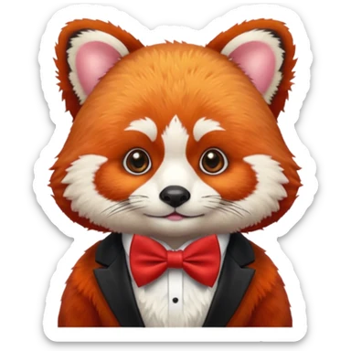 red panda with red bow tie sticker