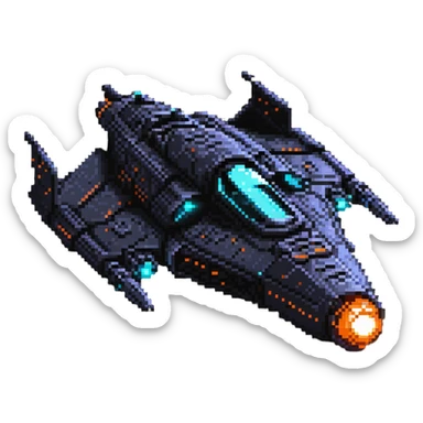 futuristic space cruiser with sleek design and glowing engines sticker