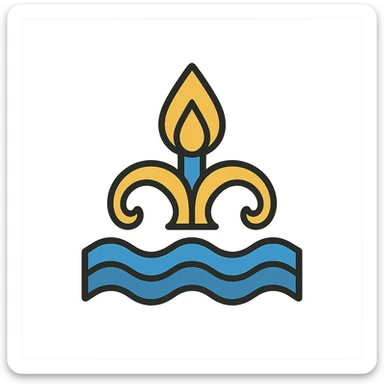 official logo of South Pars Gas Complex inspired by gas flame and sea, blue and gold colors, modern and formal style, no text sticker