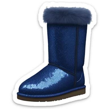 Realistic navy blue Sparkle glitter and fur Ugg boots. sticker