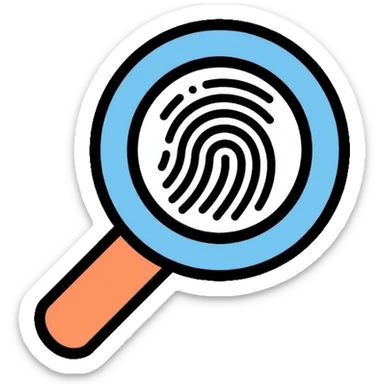 magnifying glass with fingerprint inside sticker