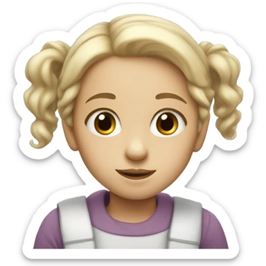 White little girl with Pencil colour sticker