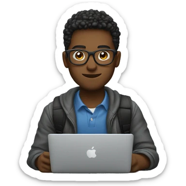 student with glasses and macbook sticker