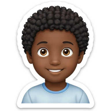 smiling face, toddler boy, African, big eyes, dark skin, black curly hair sticker
